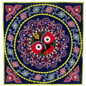 Handcrafted Pipli Applique Work Lord Jagannath Wall Hanging | 4x4 Feet | Odisha Traditional Art | Blue