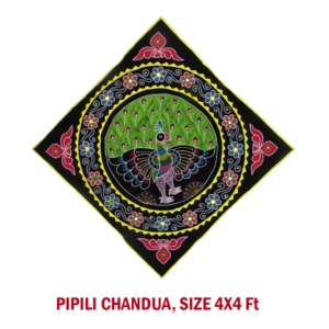 Handcrafted Pipili Chandua Applique Peacock Wall Hanging | 4x4 Feet | Odisha Traditional Art | Black